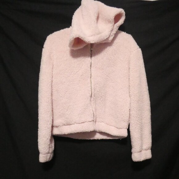 WEEKEND EDITION | small | Light Pink Hooded Teddy Jacket | Loop Zip Pull | GUC - Picture 1 of 16